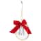 Embroidered Joy with Bow Wooden Disc Christmas Ornament - 4.5" - Red and White
